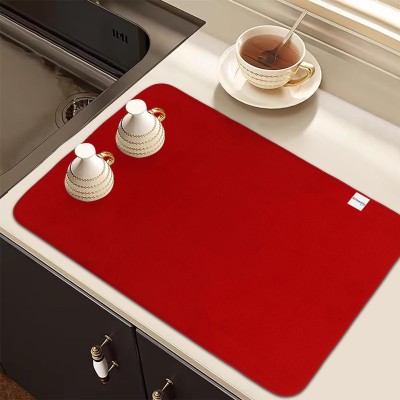 HOMESTIC Rectangular Pack of 1 Table Placemat(Red, Microfibre)