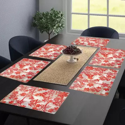 Crosmo Rectangular Pack of 6 Table Placemat(Red, PVC)