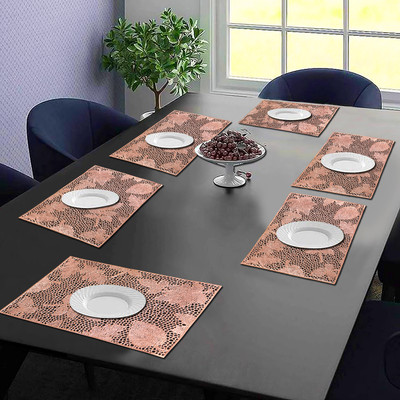 DPA Collection Rectangular Pack of 6 Table Placemat(Brown, PVC)