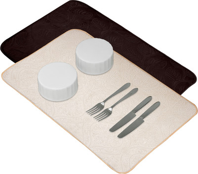KUBER INDUSTRIES Rectangular Pack of 2 Table Placemat(Yellow, Brown, Microfibre)