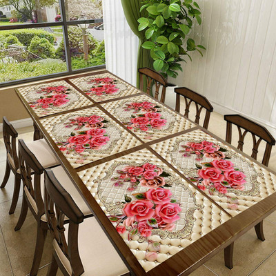 SANRAKSSHAN Rectangular Pack of 6 Table Placemat(Peach, PVC)