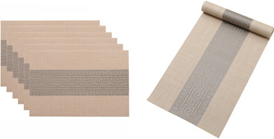Bhaguji Rectangular Pack of 7 Table Placemat(Beige, PVC)