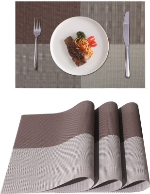 YELONA Rectangular Pack of 3 Table Placemat(Brown, Beige, PVC)