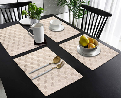 DPA Collection Rectangular Pack of 4 Table Placemat(Gold, PVC)