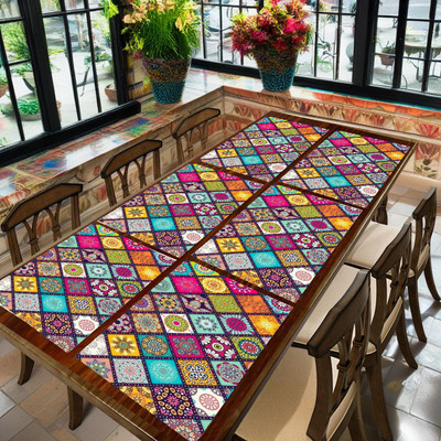 REVEXO Rectangular Pack of 6 Table Placemat(Orange, PVC)