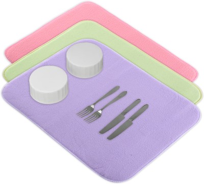 KUBER INDUSTRIES Rectangular Pack of 3 Table Placemat(Purple, Green, Pink, Microfibre)