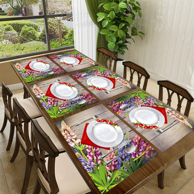 SANRAKSSHAN Rectangular Pack of 6 Table Placemat(Green, PVC)