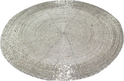 Prisha India Craft Round Pack of 1 Table Placemat(Silver, Glass)