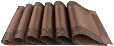 Gabani fashion Rectangular Pack of 6 Table Placemat(Brown, PVC)