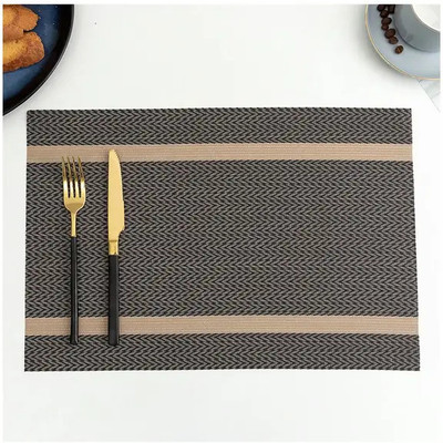 MONKDECOR Rectangular Pack of 4 Table Placemat(Brown, PVC)