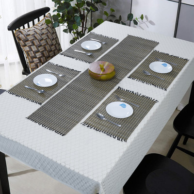 orric Rectangular Pack of 5 Table Placemat(Black, River Grass)