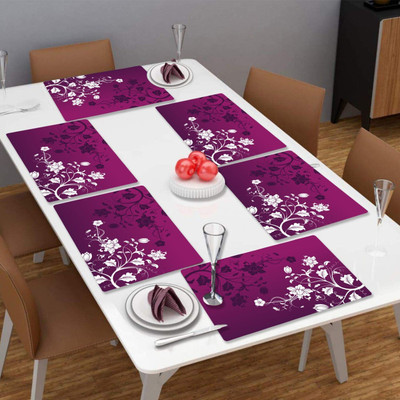 LooMantha Rectangular Pack of 6 Table Placemat(Multicolor, PVC)