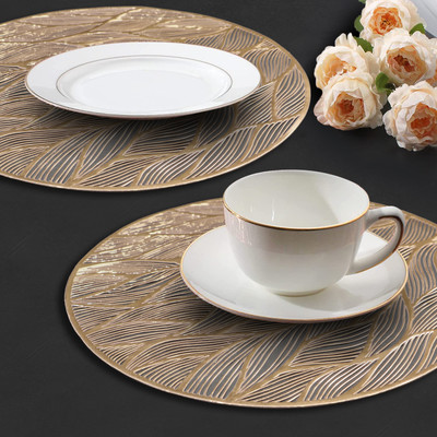 Dakshya Industries Round Pack of 2 Table Placemat(Brown, PVC)