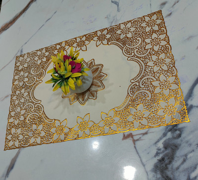 RELOOK INDUSTRIES Rectangular Pack of 2 Table Placemat(Gold, PVC)