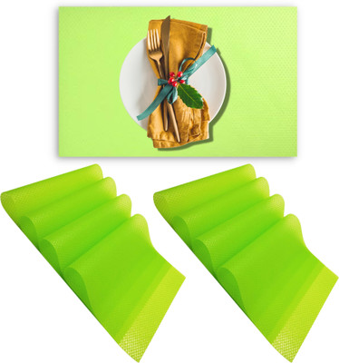 Lellow Rectangular Pack of 8 Table Placemat(Light Green, PVC)