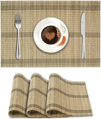 HOKiPO Rectangular Pack of 4 Table Placemat(Brown, Natural Bamboo)