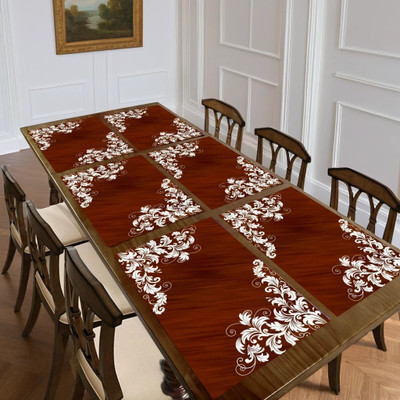 REVEXO Rectangular Pack of 6 Table Placemat(Maroon, PVC)