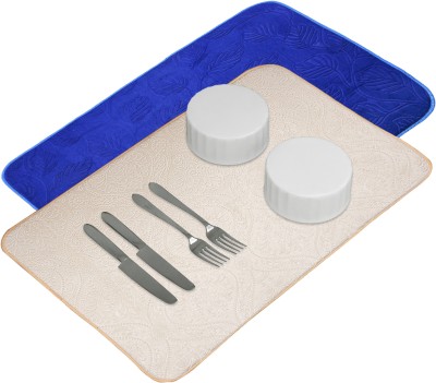 KUBER INDUSTRIES Rectangular Pack of 2 Table Placemat(Yellow, Blue, Microfibre)