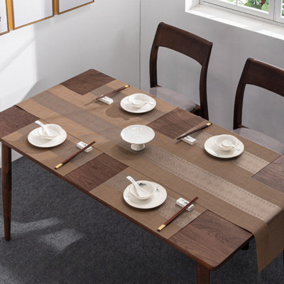 Tabletext Rectangular Pack of 5 Table Placemat(Brown, PVC)