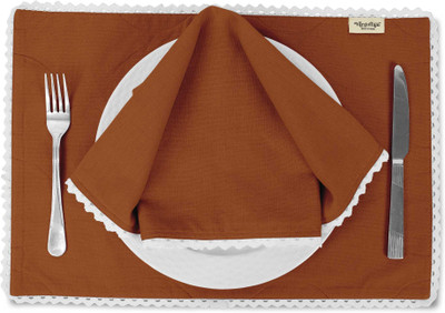Vargottam Rectangular Pack of 6 Table Placemat(Brown, Cotton)