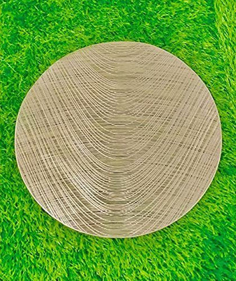 KRITVI ENTERPRISES Round Pack of 2 Table Placemat(Gold, PVC)