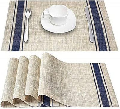 ELIE INDIA Rectangular Pack of 4 Table Placemat(Beige, PVC)