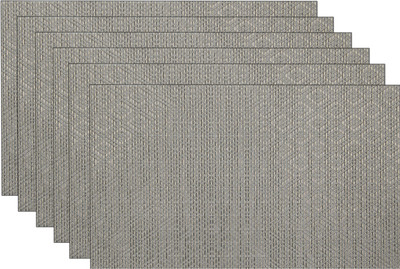 Winner Rectangular Pack of 6 Table Placemat(Grey, PVC)