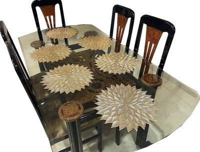 Clothloom Round Pack of 6 Table Placemat(Gold, PVC)