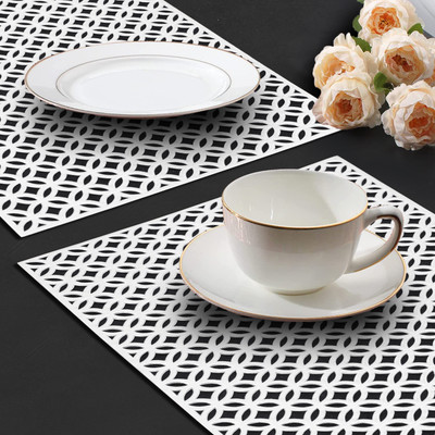 Dakshya Industries Rectangular Pack of 2 Table Placemat(Silver, PVC)