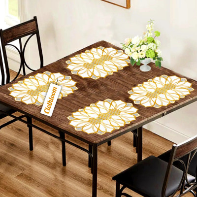 Clothloom Rectangular Pack of 4 Table Placemat(Gold, White, PVC)