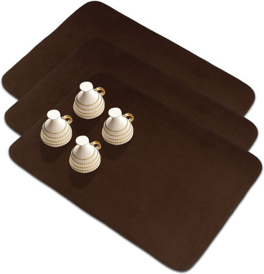 KUBER INDUSTRIES Rectangular Pack of 3 Table Placemat(Brown, Microfibre)