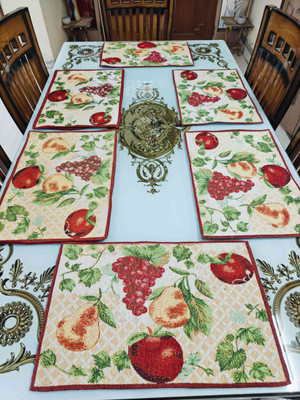 DNP Rectangular Pack of 6 Table Placemat(Red, Cotton)