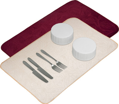 KUBER INDUSTRIES Rectangular Pack of 2 Table Placemat(Yellow, Maroon, Microfibre)