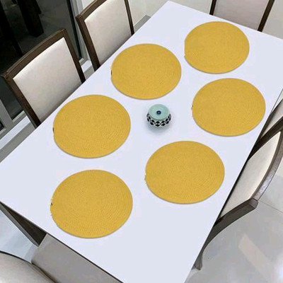 ROUSN Round Pack of 6 Table Placemat(Yellow, Cotton)