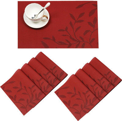 YELONA Rectangular Pack of 8 Table Placemat(Maroon, PVC)