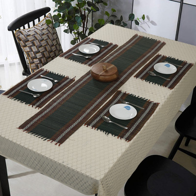 orric Rectangular Pack of 5 Table Placemat(Green, River Grass)