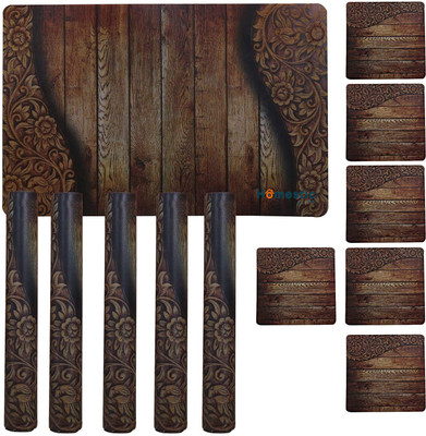 HOMESTIC Rectangular Pack of 12 Table Placemat(Brown, PVC)