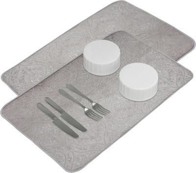 KUBER INDUSTRIES Rectangular Pack of 2 Table Placemat(Grey, Microfibre)