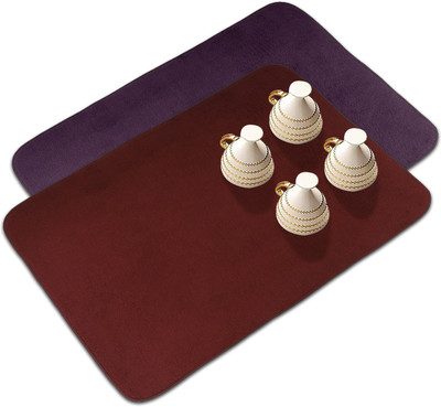 KUBER INDUSTRIES Rectangular Pack of 2 Table Placemat(Purple, Maroon, Microfibre)