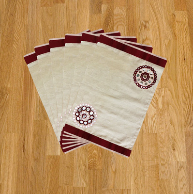 Dekor World Rectangular Pack of 6 Table Placemat(Maroon, Pink, Cotton)