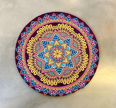 Laying style Round Pack of 1 Table Placemat(Multicolor, Cotton)