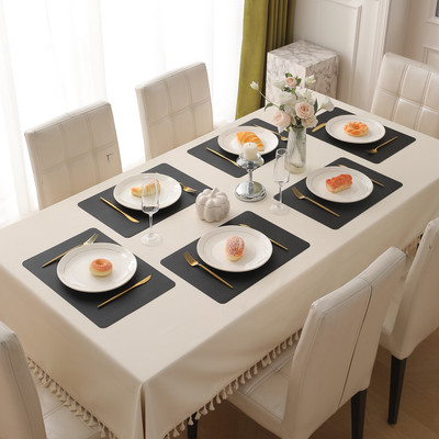 HOKiPO Rectangular Pack of 6 Table Placemat(Black, Leather)