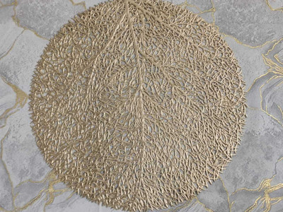 Elegant Elements Round Pack of 1 Table Placemat(Gold, PVC)