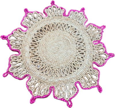 DUMUR Round Pack of 1 Table Placemat(Pink, Jute)
