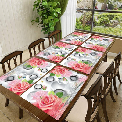 REVEXO Rectangular Pack of 6 Table Placemat(Red, PVC)
