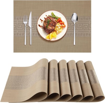 Daidokoro Rectangular Pack of 6 Table Placemat(Brown, Grey, PVC)