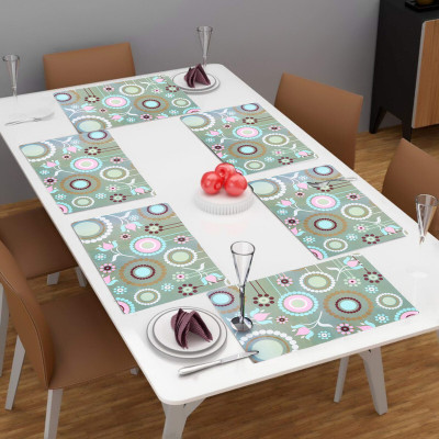 Dakshya Industries Rectangular Pack of 6 Table Placemat(Green, PVC)