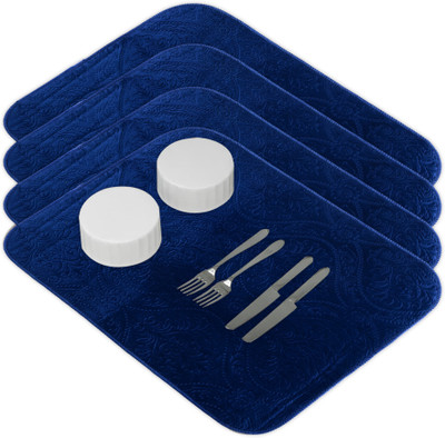 KUBER INDUSTRIES Rectangular Pack of 4 Table Placemat(Blue, Microfibre)
