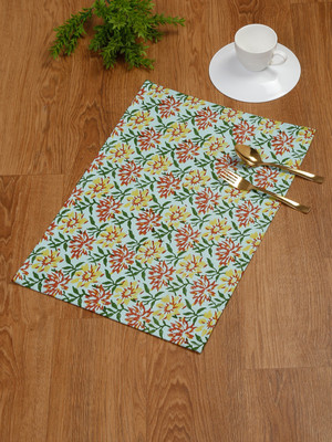RATAN CART Rectangular Pack of 4 Table Placemat(Light Green, Cotton)