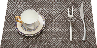 HS WORLD Rectangular Pack of 1 Table Placemat(Brown, PVC)